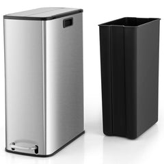 12 Gal Stainless Steel Trash Can with Soft-Closing Wing Lids
