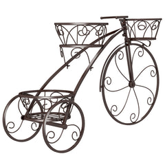 Tricycle Plant Stand Flower Pot Cart Holder with 3 Hollowed Baskets