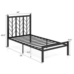Twin/Full/Queen Size Platform Bed with Headboard and Metal Frame