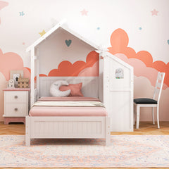 Twin House Bed with with 2 Drawers and Windmill