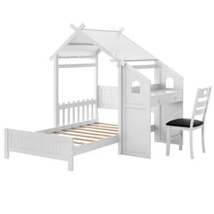 Twin House Bed with with 2 Drawers and Windmill