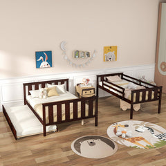 3-in-1 Twin Over Full Bunk Bed with Trundle and Ladder