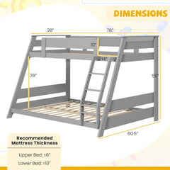 Twin Over Full Low Bunk Bed with Reversible Ladder