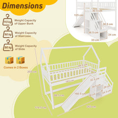 Twin Over Twin Bunk Bed with Slide and Staircase