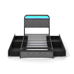 Twin/Full/Queen Size Bed Frame with LED Lights and Charging Station