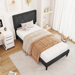 Twin/Full/Queen Size Upholstered Platform Bed Frame with High Headboard
