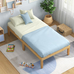 14 Inch Twin Wood Platform Bed Frame with Wooden Slats Support