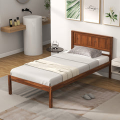 Twin/Full/Queen Size Bed Frame with Wooden Headboard and Slat Support