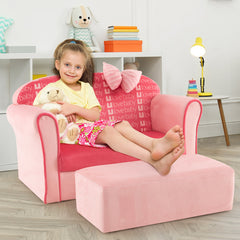 Ultra Soft Velvet Kids Sofa Chair Toddler Couch with Ottoman