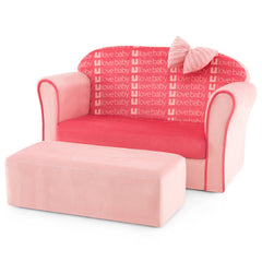 Ultra Soft Velvet Kids Sofa Chair Toddler Couch with Ottoman