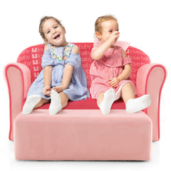 Ultra Soft Velvet Kids Sofa Chair Toddler Couch with Ottoman