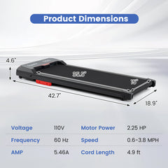 2.5HP Under Desk Treadmill with Remote Control and LED Display