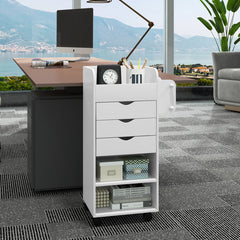 Utility Trolley with Open Shelves and 3 Drawers