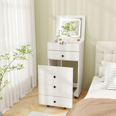 3-in-1 Vanity Set with Cushioned Stool and Flip-up Mirror