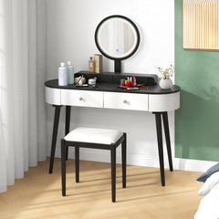 Elegant Makeup Vanity Table Set with LED Mirror and 3 Spacious Drawers