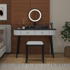 Elegant Makeup Vanity Table Set with LED Mirror and 3 Spacious Drawers