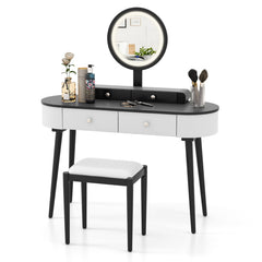 Elegant Makeup Vanity Table Set with LED Mirror and 3 Spacious Drawers