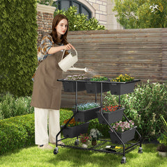 Vertical Raised Garden Bed with 7 Planter Boxes and Storage Baskets