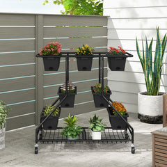 Vertical Raised Garden Bed with 7 Planter Boxes and Storage Baskets