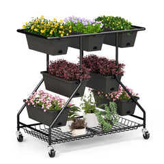 Vertical Raised Garden Bed with 7 Planter Boxes and Storage Baskets