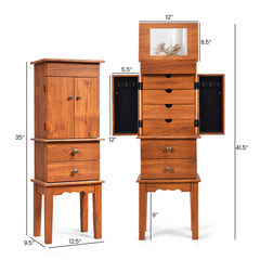 Vintage Jewelry Storage Standing with Top Flip Makeup Mirror