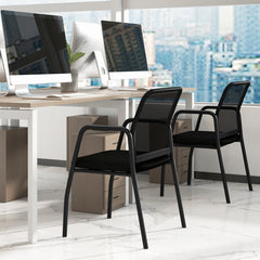 Waiting Room Chair Set of 2 Office Guest Chairs with Ergonomic Mesh Backrest