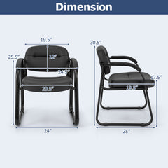 Waiting Room Chair Set of 2 Reception Chairs with Sled Base and Padded Arm Rest