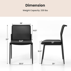 Waiting Room Chair Set of 2 with Ergonomic Mesh Backrest and Padded Seat