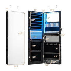 Wall Mounted Jewelry Cabinet with Full-Length Mirror