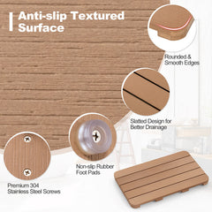 Waterproof HIPS Spa Shower Mat for Bathroom with Non Slip Foot Pads