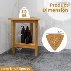 18 Inches Waterproof Shower Stool with Storage Shelf