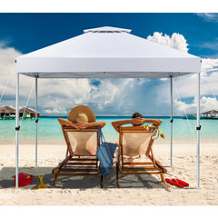 2-Tier 10 x 10 Feet Pop-up Canopy Tent with Wheeled Carry Bag