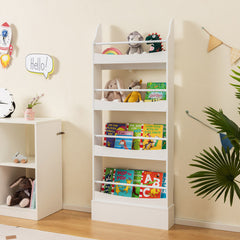 4-Tier Bookshelf Organizer with 2 Anti-Tipping Kits for Books and Magazines
