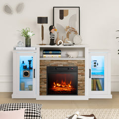 Electric Fireplace TV Stand with 16-Color Led Lights for TVs up to 65 Inch