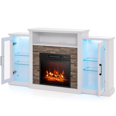 Electric Fireplace TV Stand with 16-Color Led Lights for TVs up to 65 Inch
