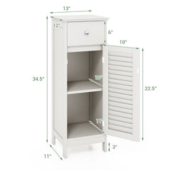 Bathroom Floor Storage Cabinet with Drawer and Shutter Door Cabinet