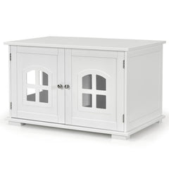 Large Wooden Cat Litter Box Enclosure Hidden Cat Washroom with Divider