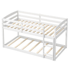 Twin Size Bunk Bed with High Guardrails and Integrated Ladder