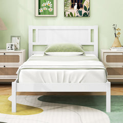 Twin/Full/Queen Size Wood Bed Frame with Headboard and Wooden Slats Support