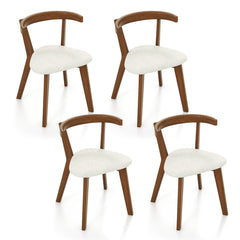 Wood Dining Chair Set of 2 with Padded Seat and Curved Back