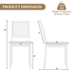 Wood Dining Chair Set of 2 Armless Kitchen Chairs with Rubber Wood Legs