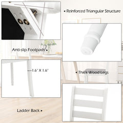 Set of 2 Rubber Wood Dining Chairs with Upholstered Seat