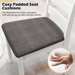 Set of 2 Rubber Wood Dining Chairs with Upholstered Seat
