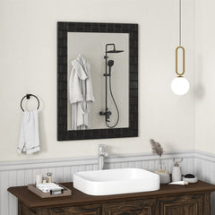 Wood Framed Wall Mirror Rectangle Vanity Mirror for Living Room Entryway