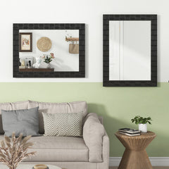 Wood Framed Wall Mirror Rectangle Vanity Mirror for Living Room Entryway
