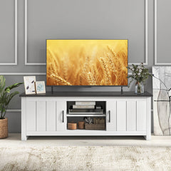 Wood TV Stand with 2 Cabinets and Open Shelves for TVs up to 65 Inch
