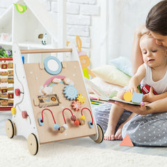 Wooden Baby Walker with Multiple Activities Center for Over 1 Year Old