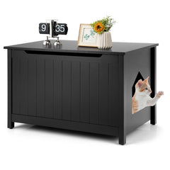 Wooden Cat Litter Box Enclosure with Top Opening Side Table
