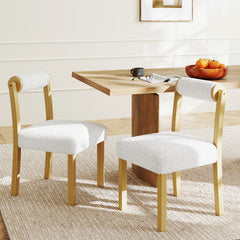 Wooden Dining Chair with Rubber Wood Frame and Cylinder Back Set of 2