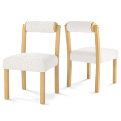 Wooden Dining Chair with Rubber Wood Frame and Cylinder Back Set of 2